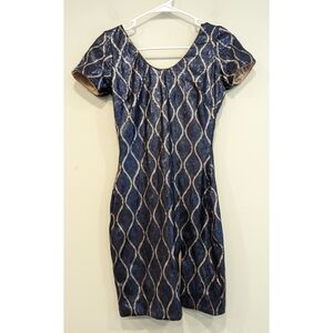 Dress the Population Blue Sequin Dress Size Small